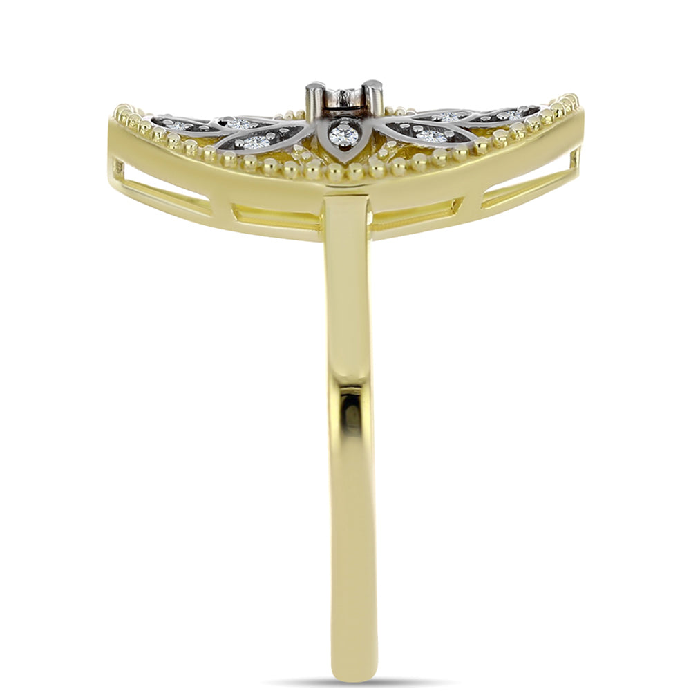 Inel din Argint 925 Placat cu Aur ( 4.32 grame ) cu Diamant Alb și Topaz Alb 0.13 Carate