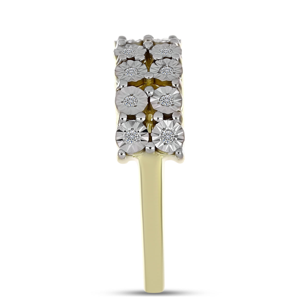 Inel din Argint 925 Placat cu Aur ( 4.11 grame ) cu Diamant Alb 0.12 Carate