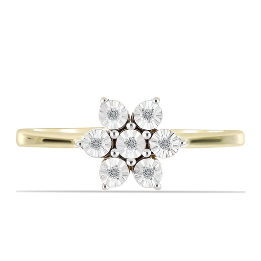 Inel din Argint 925 Placat cu Aur ( 2.68 grame ) cu Diamant Alb 0.04 Carate