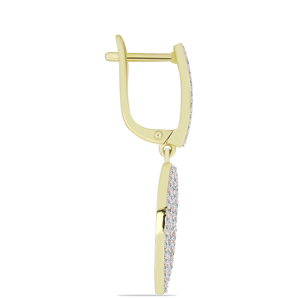 Cercei din Argint 925 Placat cu Aur ( 4.69 grame ) cu Diamant Alb și Topaz Alb 1.14 Carate