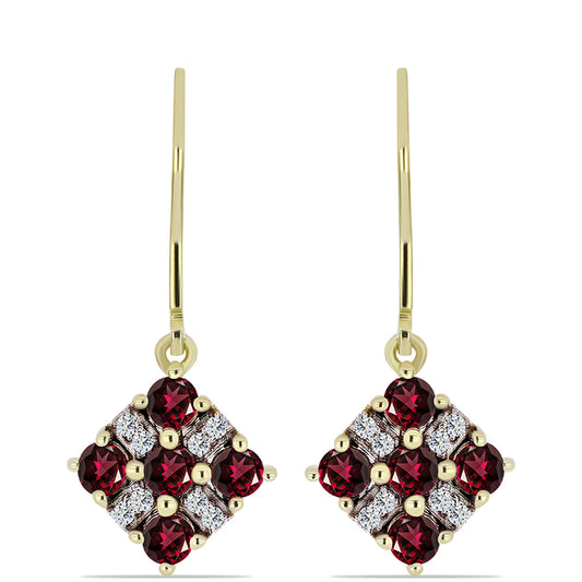 Cercei din Argint 925 Placat cu Aur ( 2.57 grame ) cu Granat Rodolit și Topaz Alb 1.65 Carate