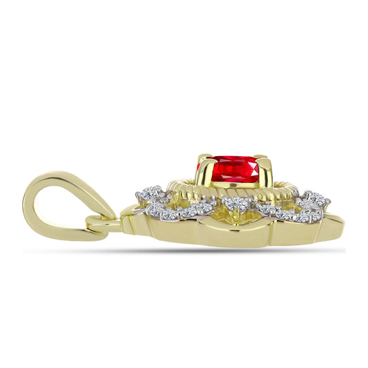 Pandantiv din Argint 925 Placat cu Aur ( 2.06 grame ) cu Agat Roșu și Topaz Alb 0.66 Carate