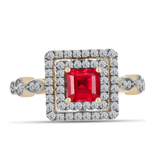 Inel din Argint 925 Placat cu Aur ( 2.7 grame ) cu Agat Roșu și Topaz Alb 1.17 Carate