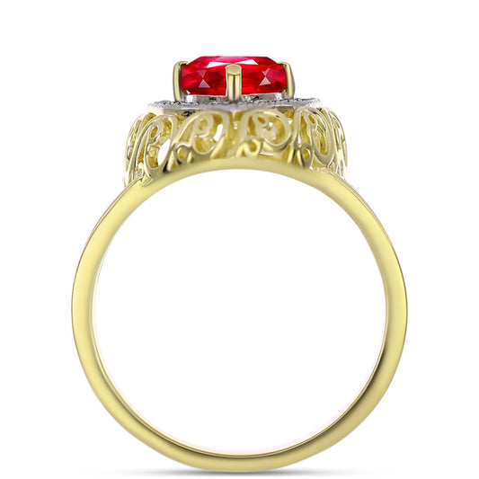 Inel din Argint 925 Placat cu Aur ( 3.96 grame ) cu Agat Roșu și Topaz Alb 1.29 Carate