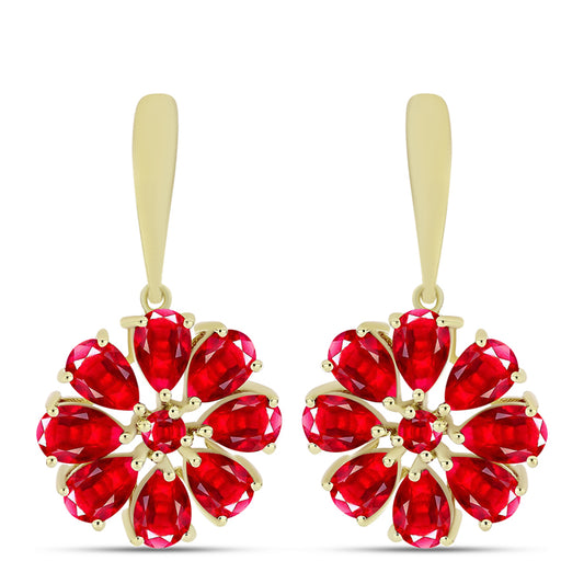 Cercei din Argint 925 Placat cu Aur ( 4.8 grame ) cu Agat Roșu 6.3 Carate