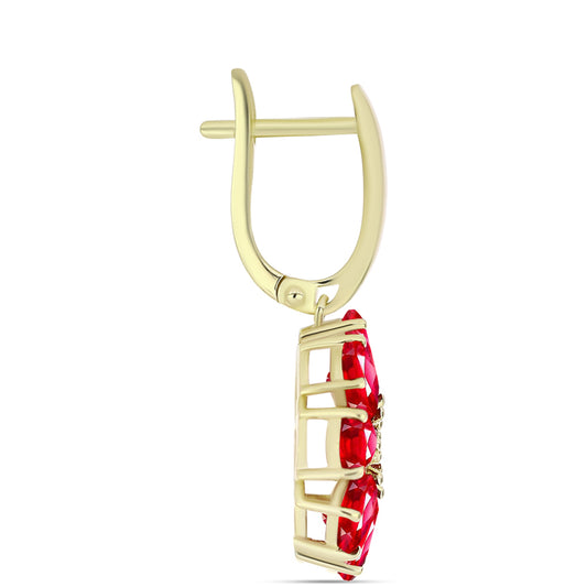 Cercei din Argint 925 Placat cu Aur ( 4.8 grame ) cu Agat Roșu 6.3 Carate