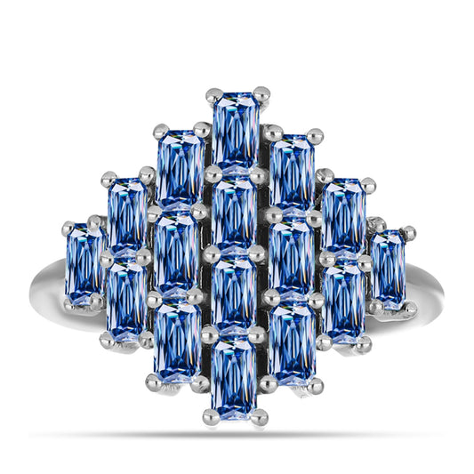 Inel din Argint 925 ( 3.99 grame ) cu Moissanite Albastru Oceanic 1.74 Carate