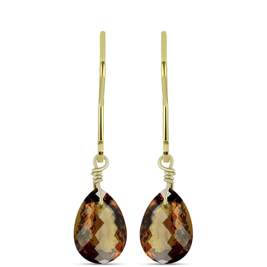 Cercei din Argint 925 Placat cu Aur ( 0.98 grame ) cu Cuarț Coniac 2.91 Carate