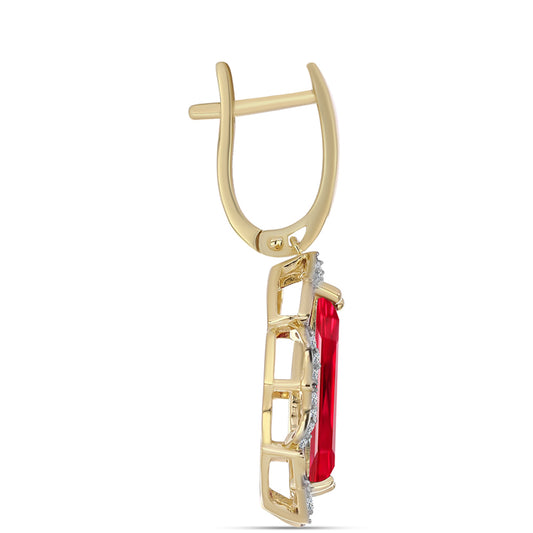 Cercei din Argint 925 Placat cu Aur ( 5.93 grame ) cu Agat Roșu și Topaz Alb 5.02 Carate