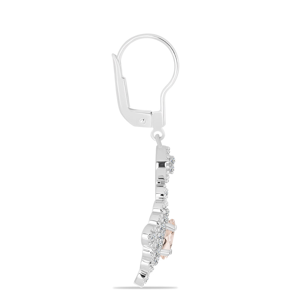 Cercei din Argint 925 ( 4.96 grame ) cu Morganit Gozareh și Topaz Alb 1.96 Carate