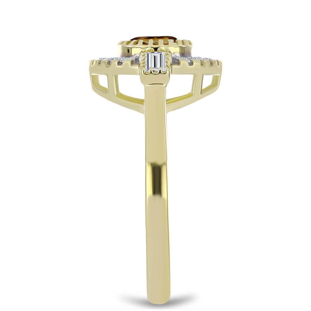 Inel din Argint 925 Placat cu Aur ( 3.46 grame ) cu Cuarț Coniac și Topaz Alb 1.16 Carate