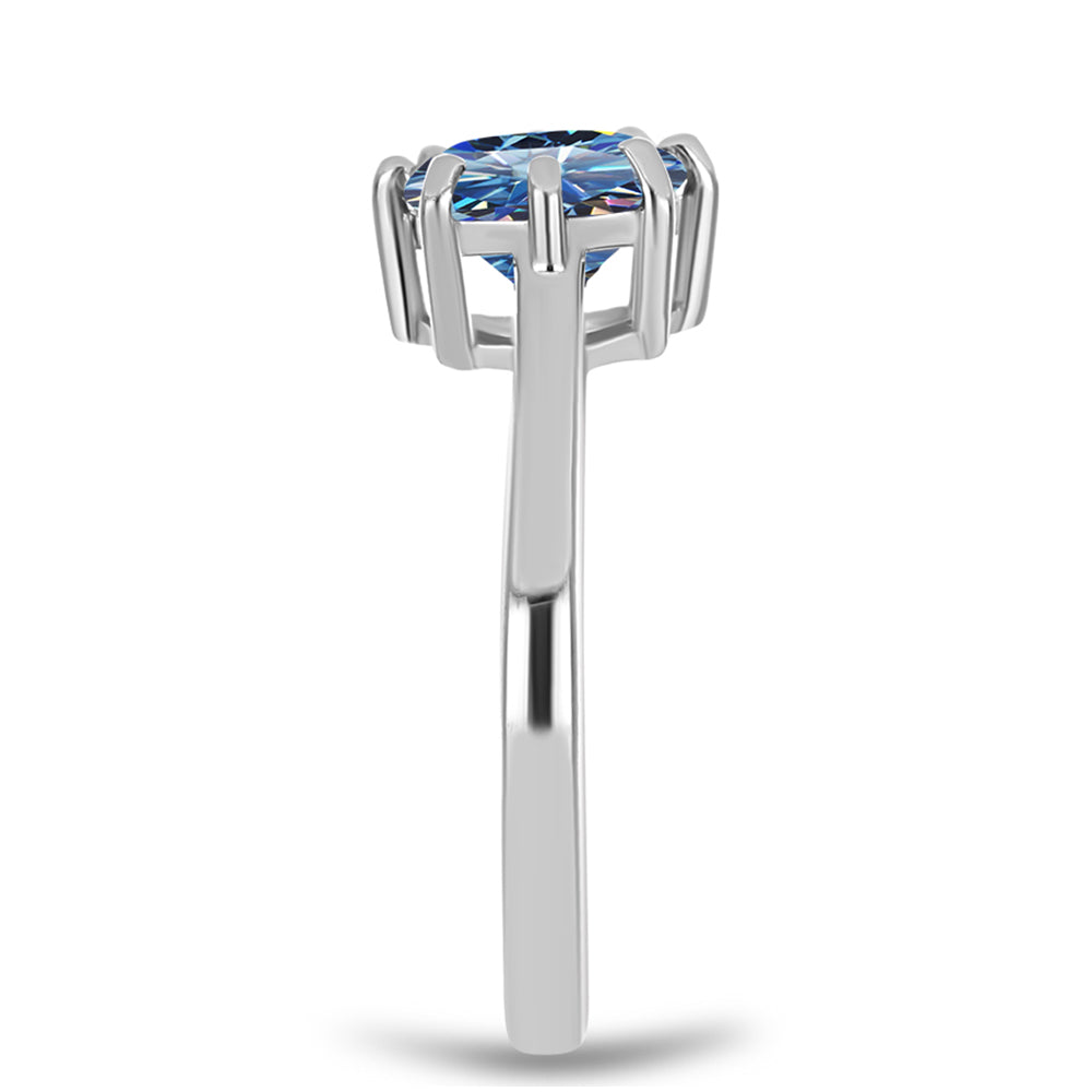 Inel din Argint 925 ( 2.15 grame ) cu Moissanite Albastru Oceanic 1.49 Carate