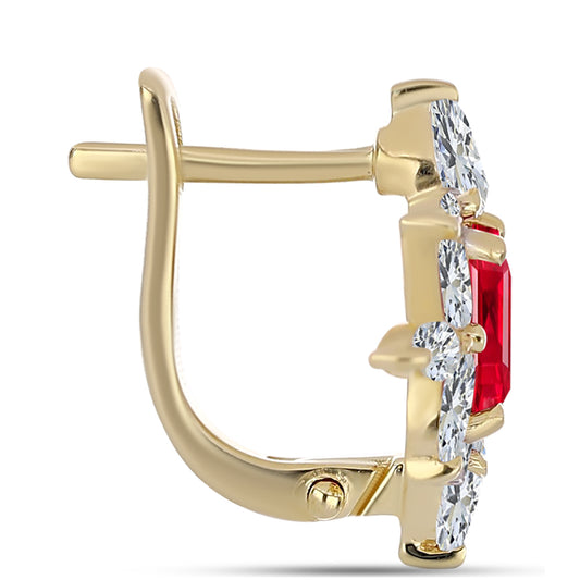 Cercei din Argint 925 Placat cu Aur ( 3.34 grame ) cu Agat Roșu și Topaz Alb 2.83 Carate