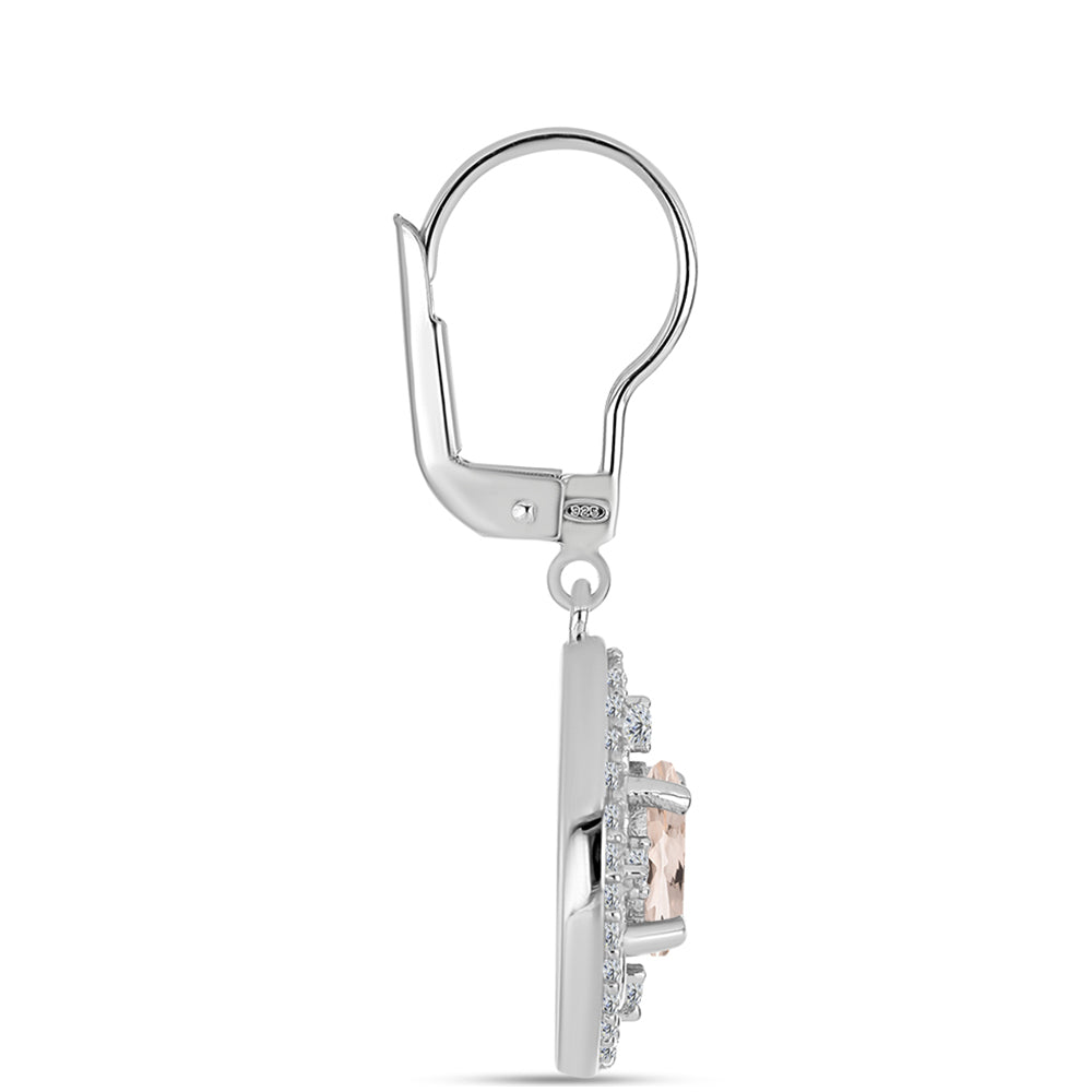 Cercei din Argint 925 ( 3.61 grame ) cu Morganit Gozareh și Topaz Alb 2.09 Carate