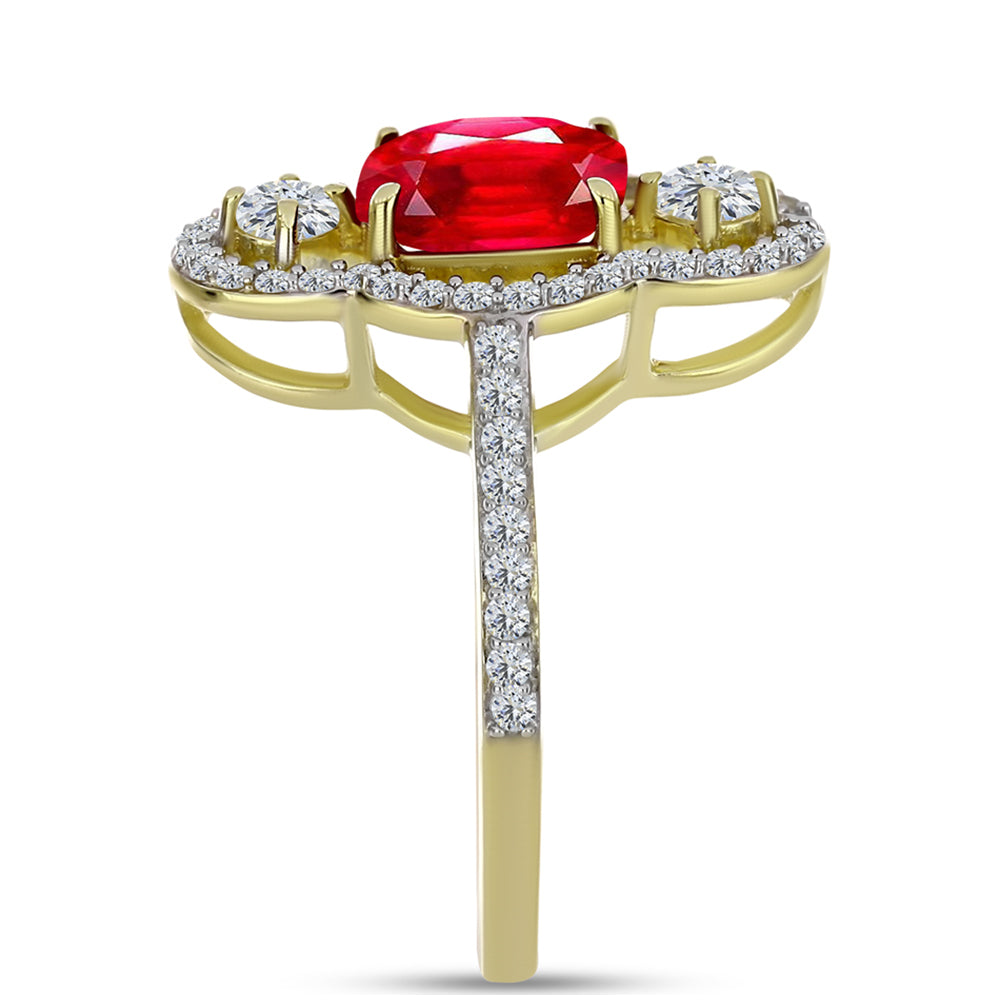 Inel din Argint 925 Placat cu Aur ( 3.02 grame ) cu Agat Roșu și Topaz Alb 2.6 Carate