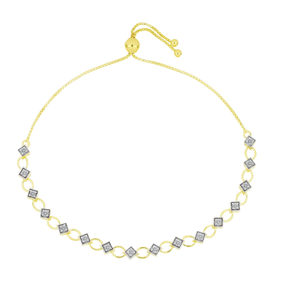 Brățară din Argint 925 Placat cu Aur ( 5.66 grame ) cu Diamant Certificat cultivat în laborator 0.58 Carate