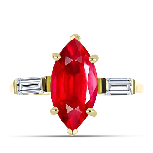 Inel din Argint 925 Placat cu Aur ( 2.25 grame ) cu Agat Roșu și Topaz Alb 3.08 Carate