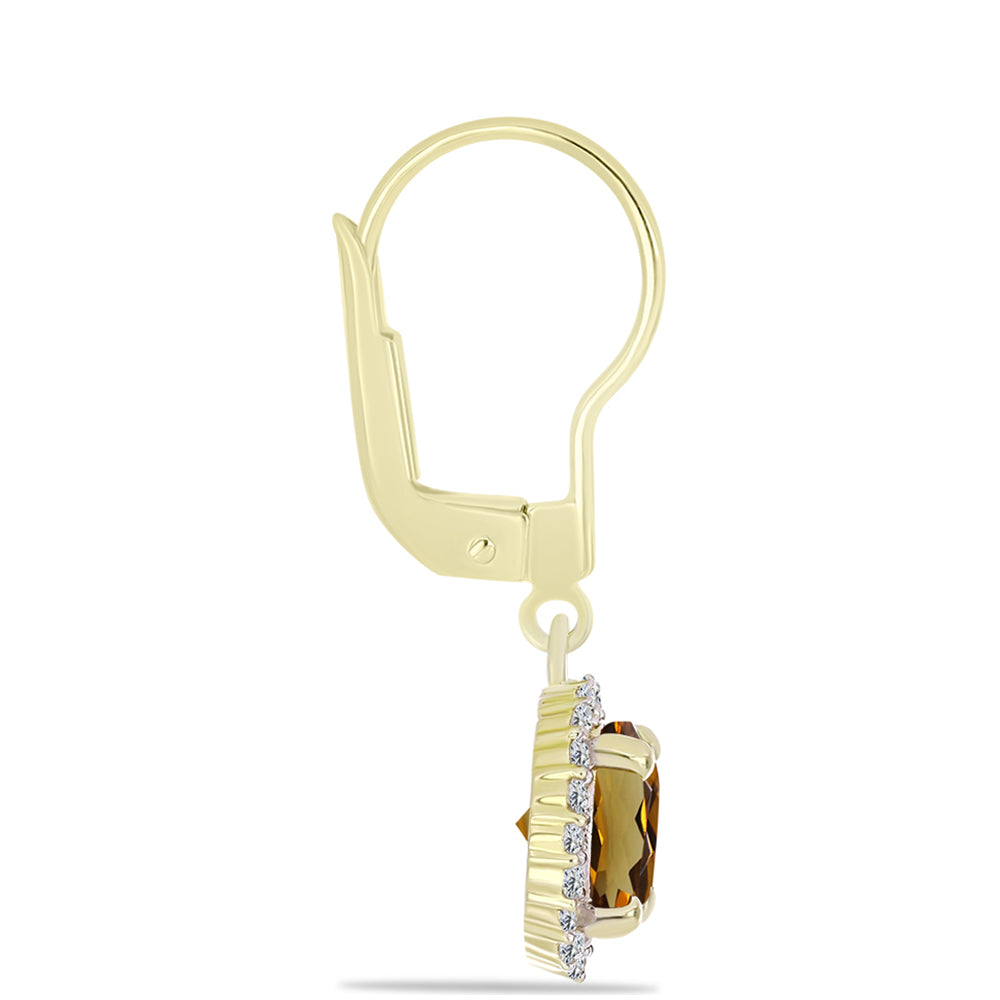 Cercei din Argint 925 Placat cu Aur ( 2.03 grame ) cu Cuarț Coniac și Topaz Alb 2.72 Carate