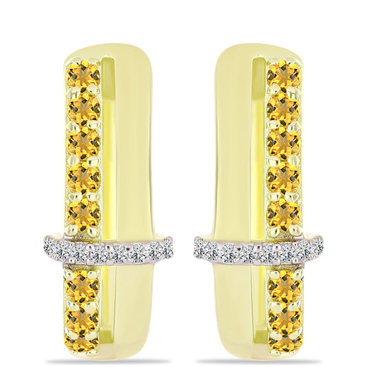 Cercei din Argint 925 Placat cu Aur ( 4.56 grame ) cu Cuarț Coniac și Topaz Alb 0.61 Carate