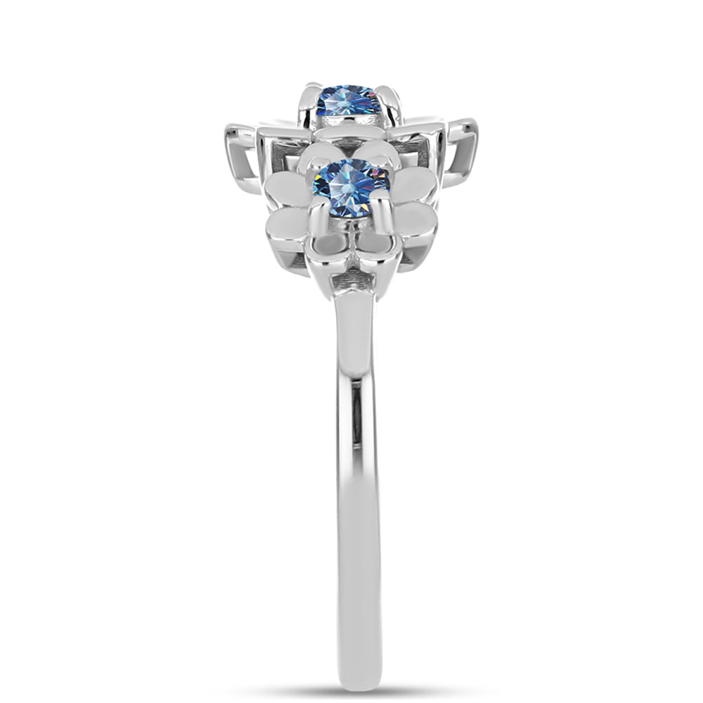 Inel din Argint 925 ( 3.33 grame ) cu Moissanite Albastru Oceanic 0.44 Carate