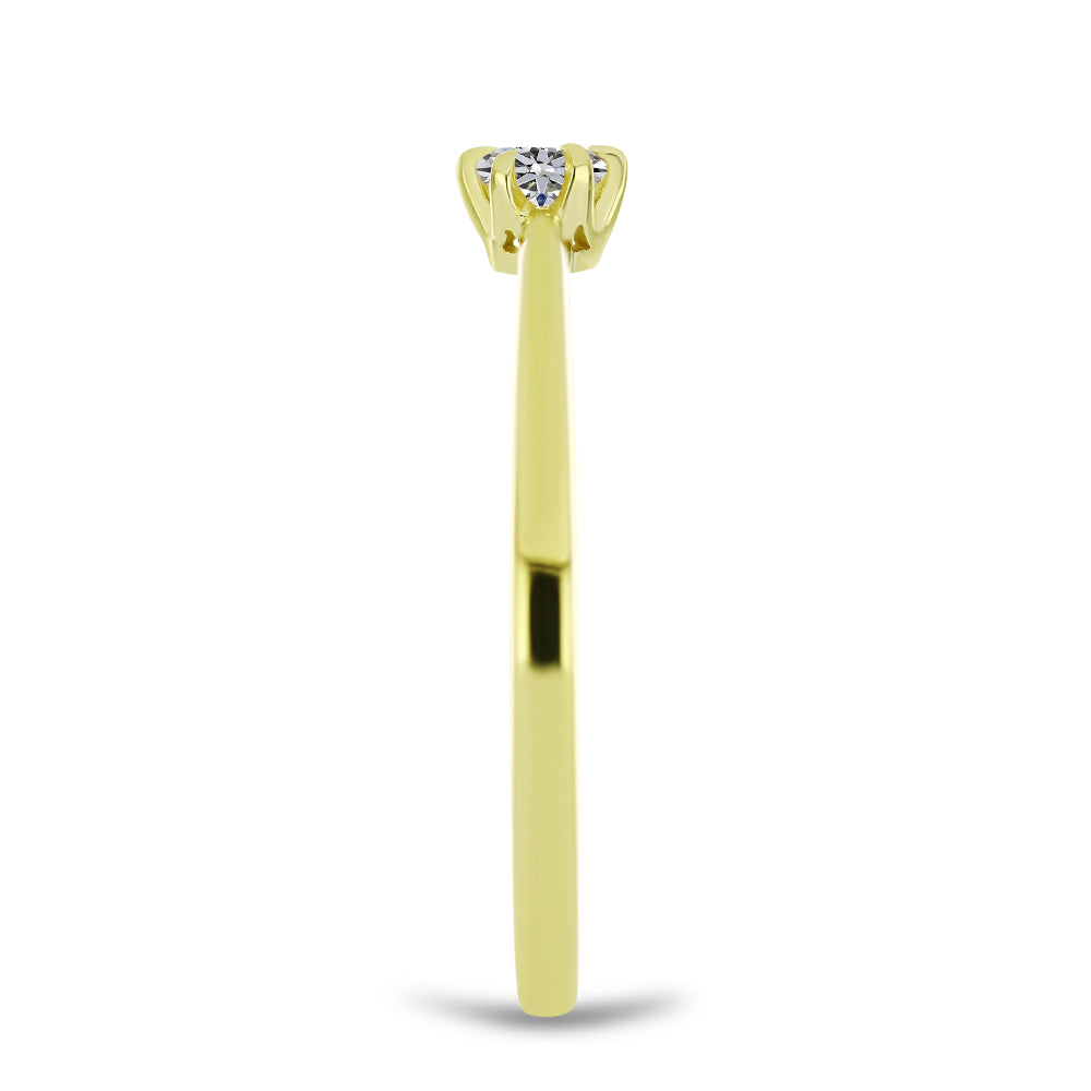 Inel din Argint 925 Placat cu Aur ( 1.69 grame ) cu Diamant Certificat cultivat în laborator 0.2 Carate