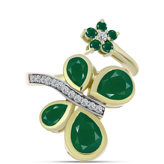 Inel din Argint 925 Placat cu Aur ( 4.26 grame ) cu Agat Verde 3.03 Carate