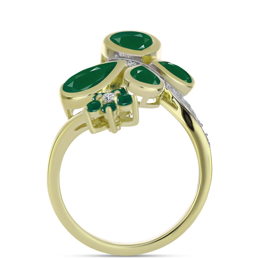 Inel din Argint 925 Placat cu Aur ( 4.26 grame ) cu Agat Verde 3.03 Carate