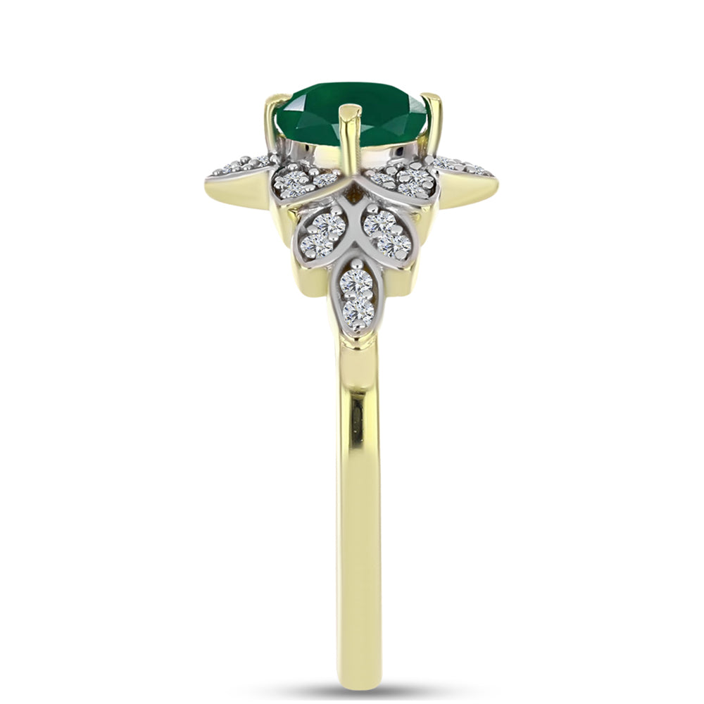 Inel din Argint 925 Placat cu Aur ( 2.69 grame ) cu Agat Verde și Topaz Alb 1.01 Carate