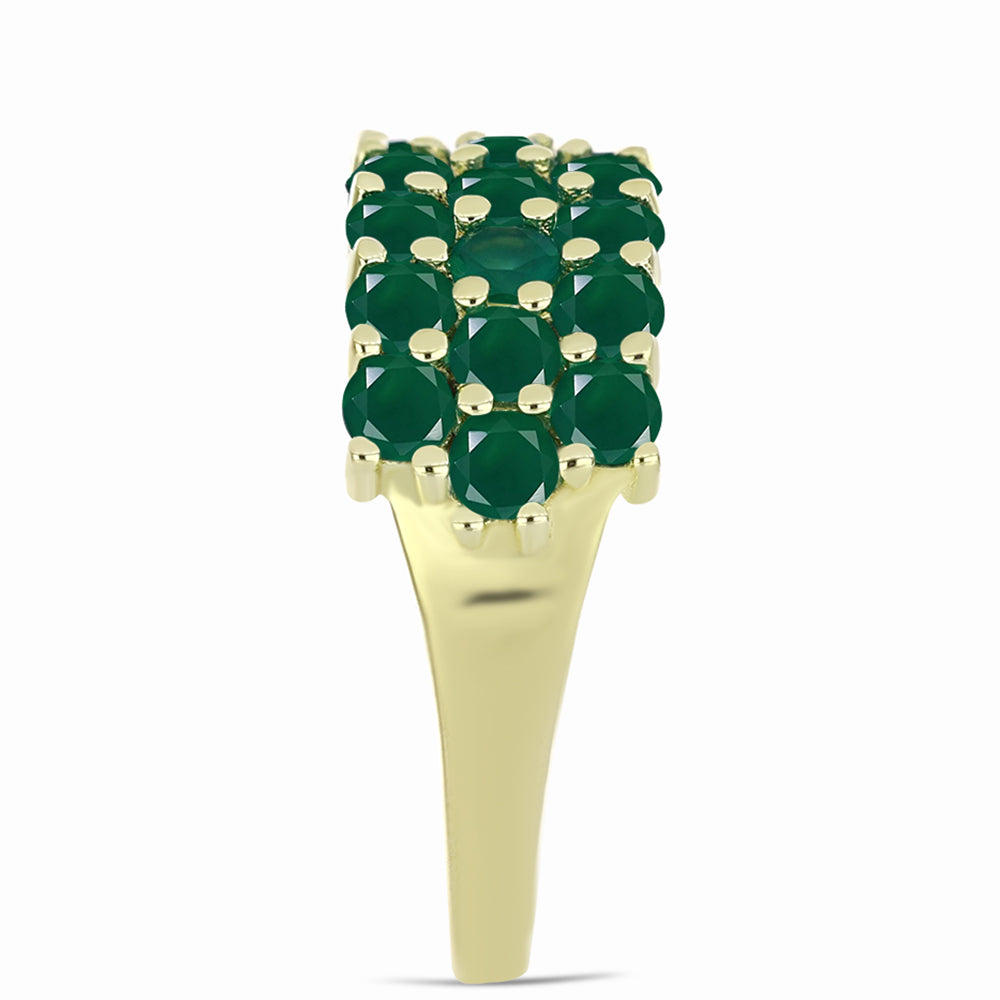 Inel din Argint 925 Placat cu Aur ( 4.35 grame ) cu Agat Verde 2.45 Carate