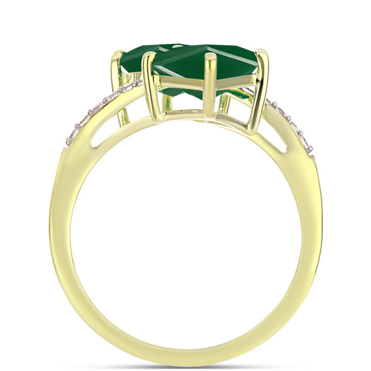 Inel din Argint 925 Placat cu Aur ( 2.88 grame ) cu Agat Verde și Topaz Alb 2.3 Carate