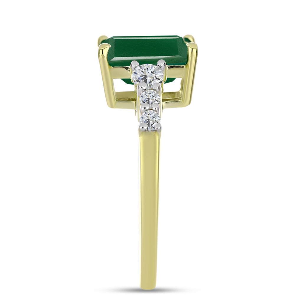 Inel din Argint 925 Placat cu Aur ( 2.52 grame ) cu Agat Verde și Topaz Alb 2.54 Carate