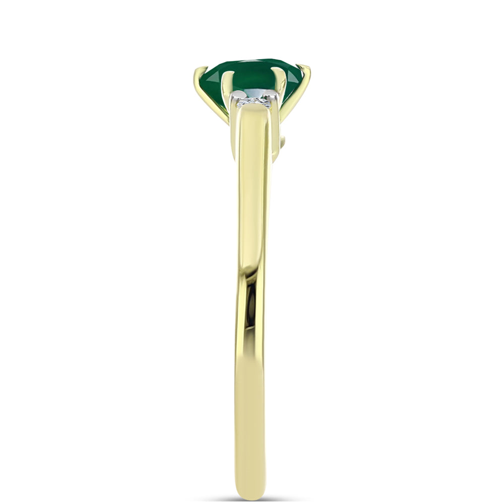 Inel din Argint 925 Placat cu Aur ( 2.44 grame ) cu Agat Verde și Topaz Alb 0.82 Carate
