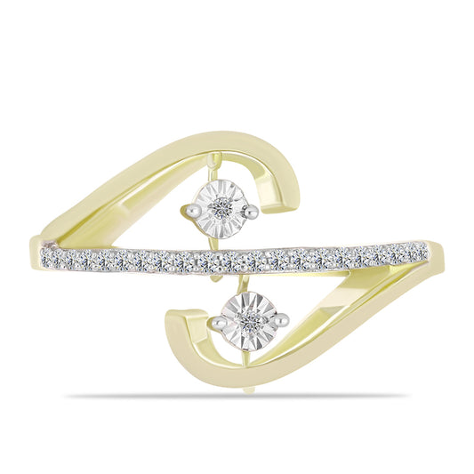 Inel din Argint 925 Placat cu Aur ( 4.01 grame ) cu Diamant Alb și Topaz Alb 0.2 Carate