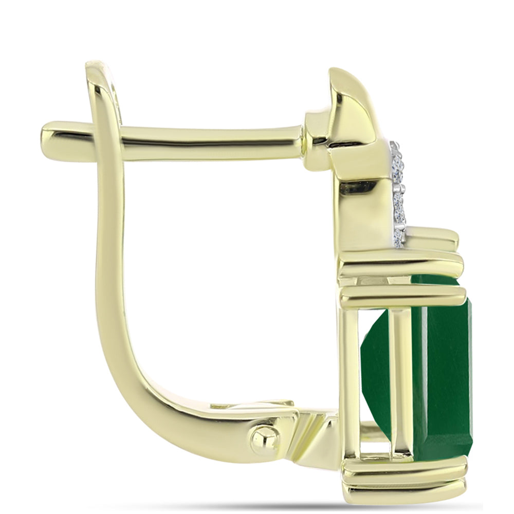 Cercei din Argint 925 Placat cu Aur ( 3.83 grame ) cu Agat Verde și Topaz Alb 3.11 Carate