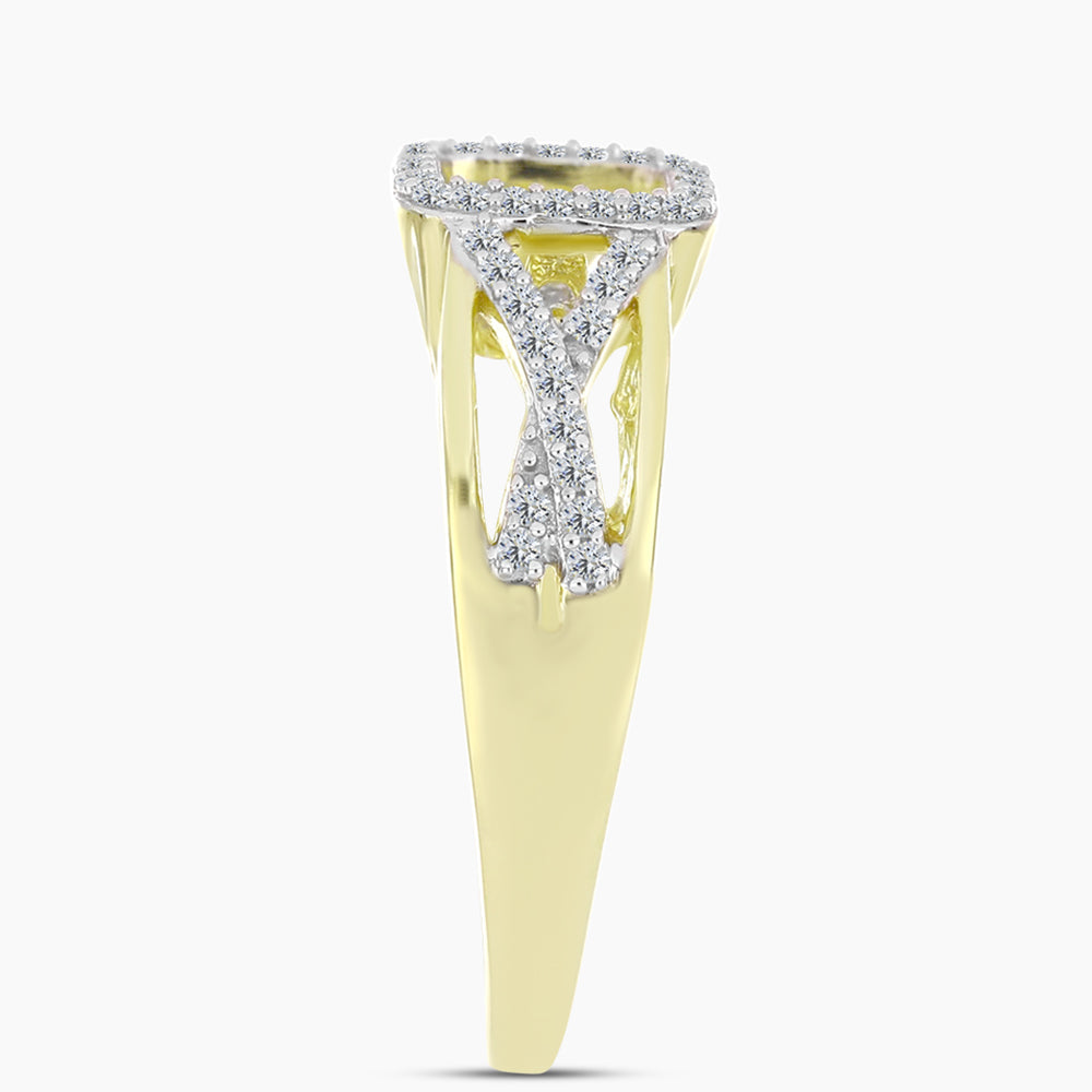 Inel din Argint 925 Placat cu Aur ( 4.25 grame ) cu Diamant Alb și Topaz Alb 0.37 Carate