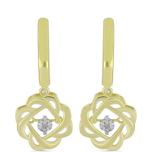 Cercei din Argint 925 Placat cu Aur ( 6.67 grame ) cu Diamant Alb 0.01 Carate
