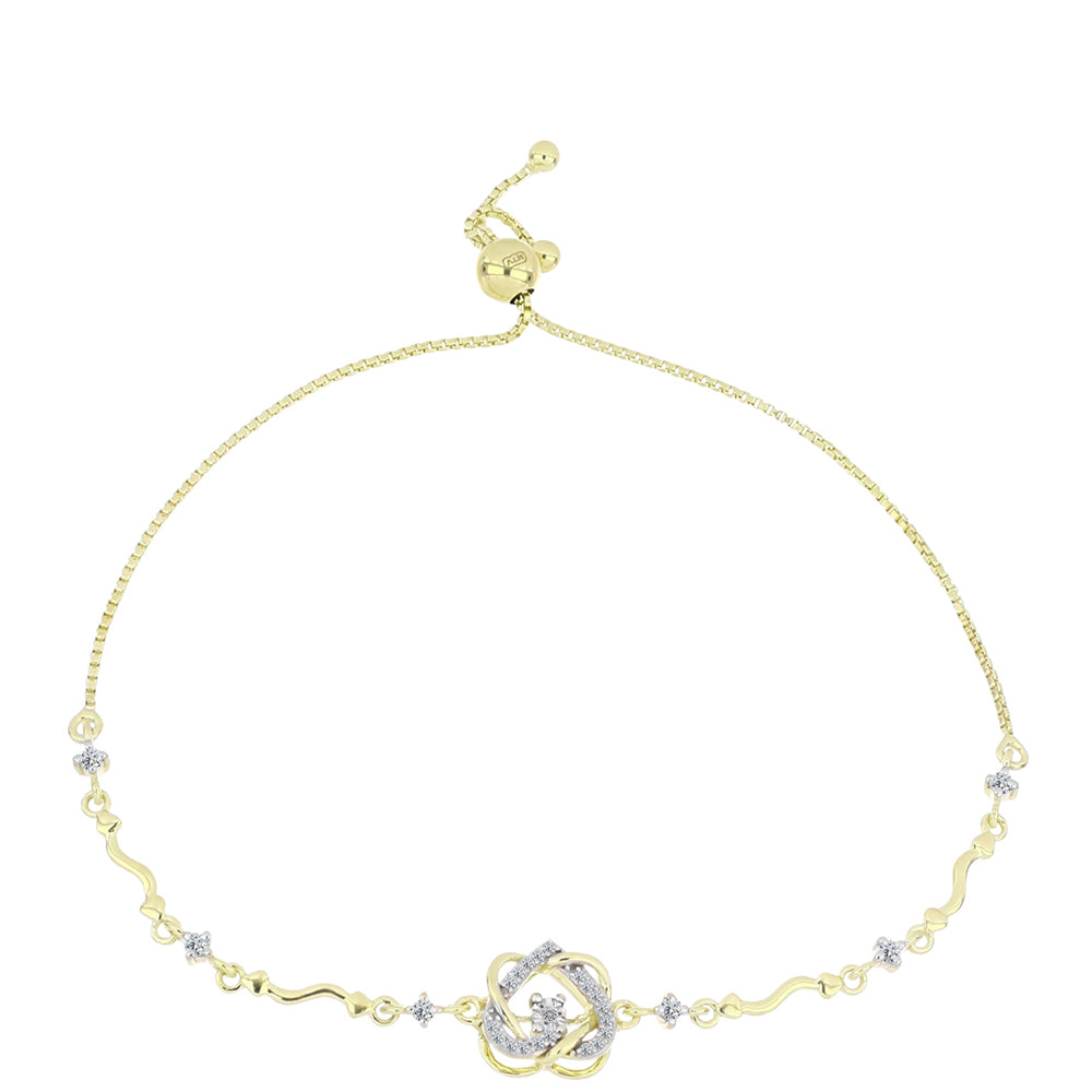 Brățară din Argint 925 Placat cu Aur ( 4.13 grame ) cu Diamant Alb și Topaz Alb 0.34 Carate