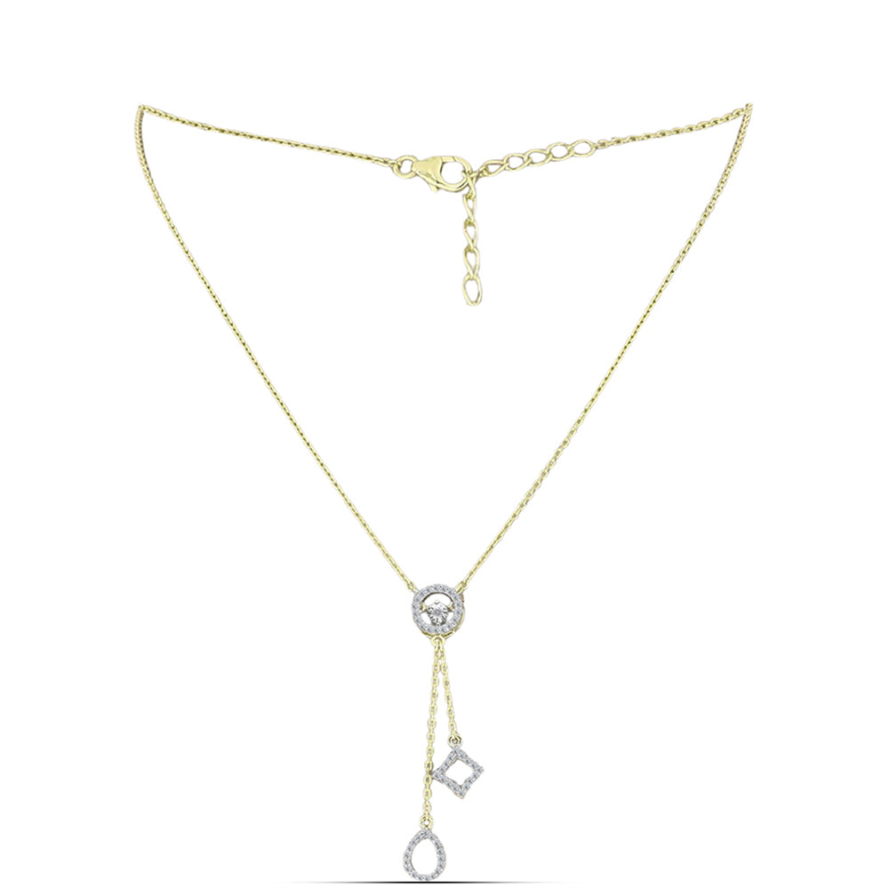 Colier din Argint 925 Placat cu Aur ( 4.16 grame ) cu Diamant Alb și Topaz Alb 0.37 Carate
