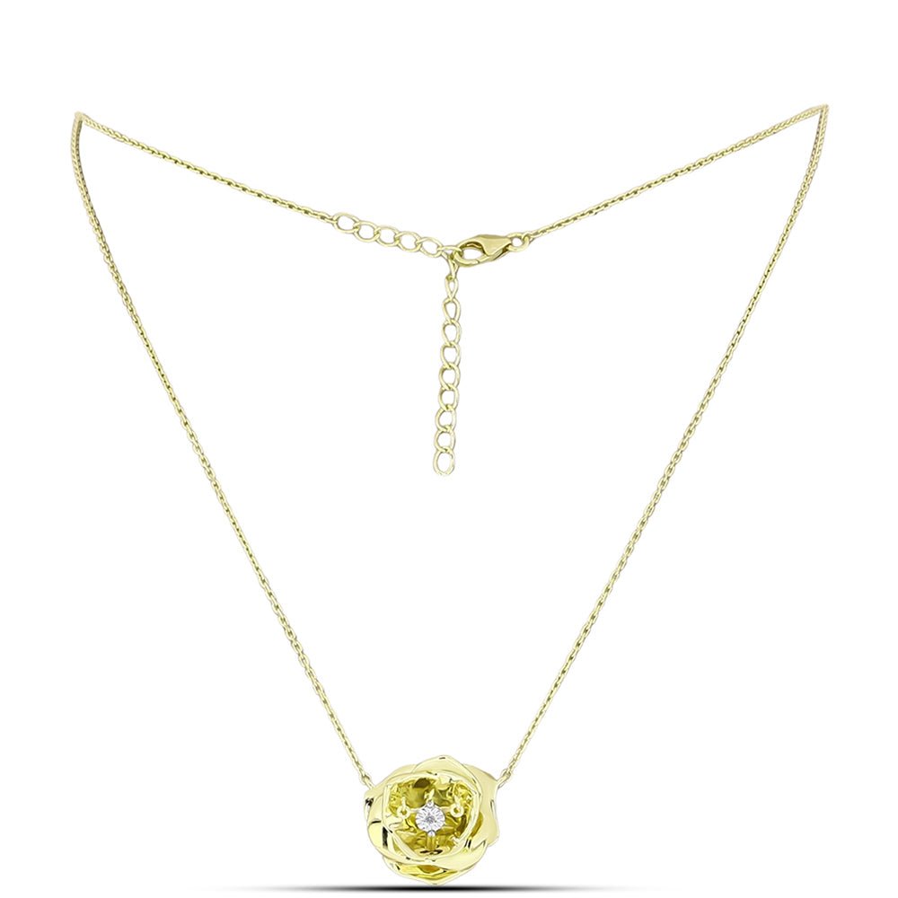 Colier din Argint 925 Placat cu Aur ( 7.32 grame ) cu Diamant Alb 0.01 Carate