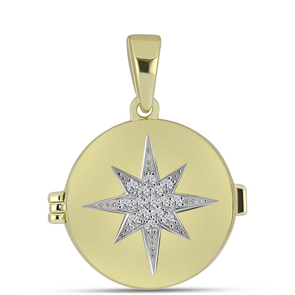 Pandantiv din Argint 925 Placat cu Aur ( 4.98 grame ) cu Diamant Alb 0.11 Carate