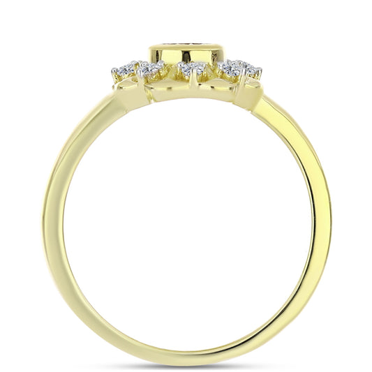 Inel din Argint 925 Placat cu Aur ( 2.8 grame ) cu Diamant Alb și Topaz Alb 0.15 Carate