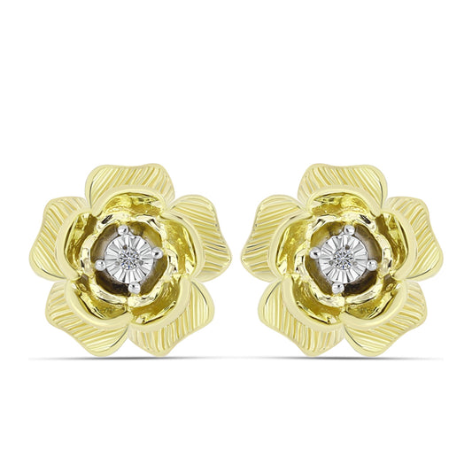 Cercei din Argint 925 Placat cu Aur ( 4.14 grame ) cu Diamant Alb 0.01 Carate