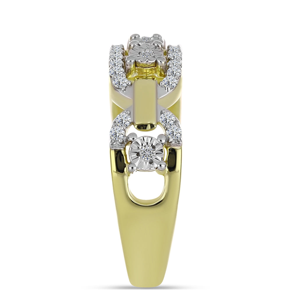 Inel din Argint 925 Placat cu Aur ( 4.21 grame ) cu Diamant Alb și Topaz Alb 0.29 Carate