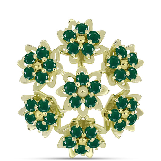 Broşă din Argint 925 Placat cu Aur ( 9.31 grame ) cu Agat Verde 3.91 Carate