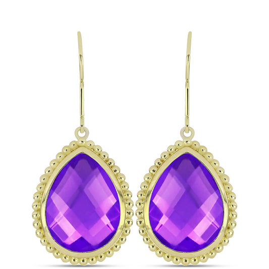 Cercei din Argint 925 Placat cu Aur ( 5.84 grame ) cu Agat Violet 13.61 Carate
