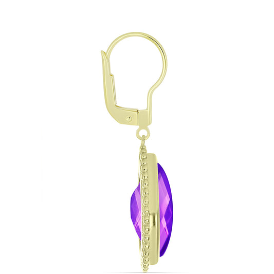 Cercei din Argint 925 Placat cu Aur ( 5.84 grame ) cu Agat Violet 13.61 Carate