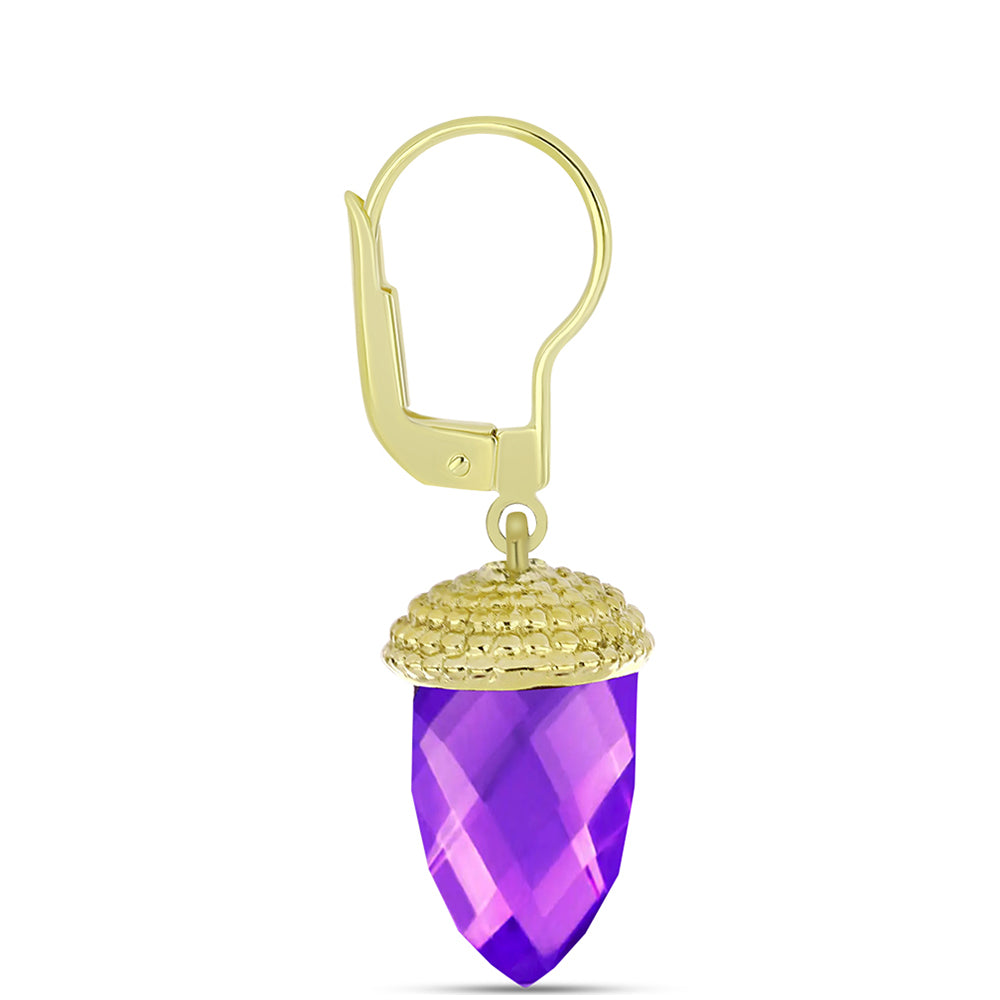 Cercei din Argint 925 Placat cu Aur ( 4.33 grame ) cu Agat Violet 13.67 Carate