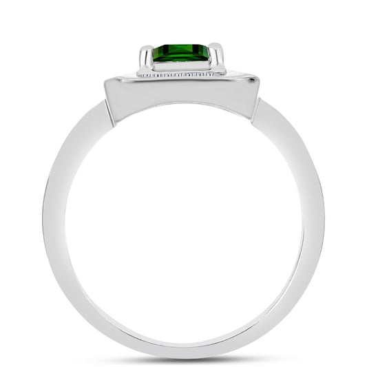 Inel din Argint 925 ( 3.46 grame ) cu Cromdiopsid și Zircon Alb 1.47 Carate