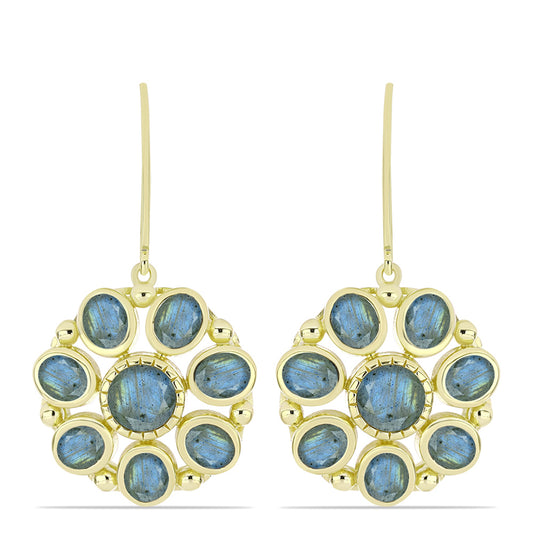 Cercei din Argint 925 Placat cu Aur ( 7.45 grame ) cu Labradorit 6.49 Carate