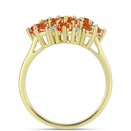 Inel din Argint 925 Placat cu Aur ( 3.49 grame ) cu Piatra Soarelui Oregon și Topaz Alb 2.3 Carate